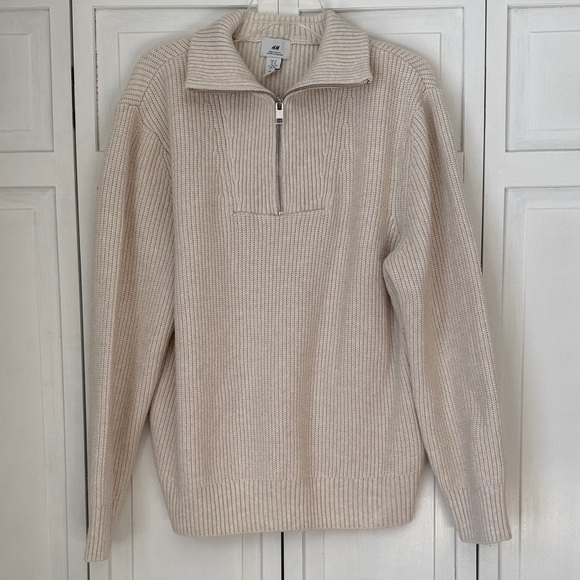 H&M Sweaters - H&M Unisex Beige Zip-Up Sweater